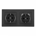 Розетка двойная (двухпостовая) c заземление и шторками + 2USB Arte Milano SET06-2-47-1-40-1 black