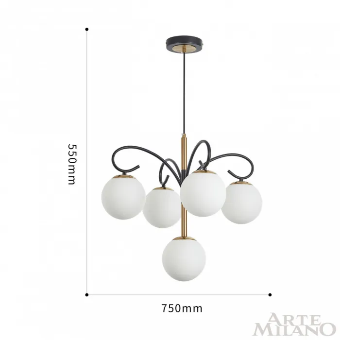 Люстра Arte Milano Neapolis-73808 273808/4+1 BK/GD от ImperiumLoft