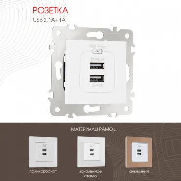 Розетка USB 2.1А+1А 203.46-1.white Розетка USB 2.1А+1А 203.46-1.white