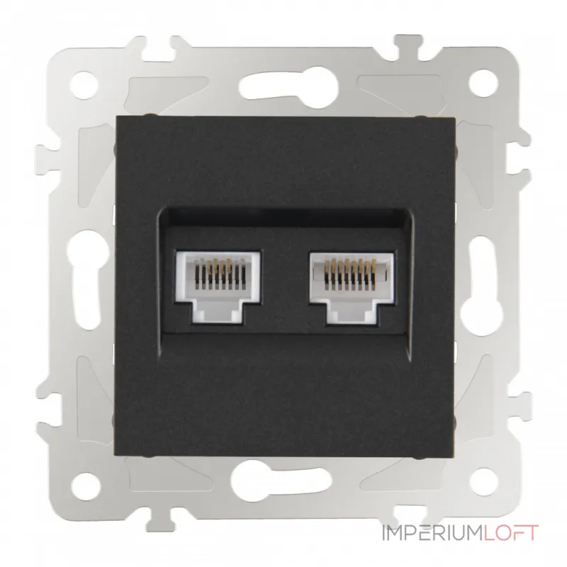 Розетка телефонная RJ11 + интернет RJ45 203.44-1.black
