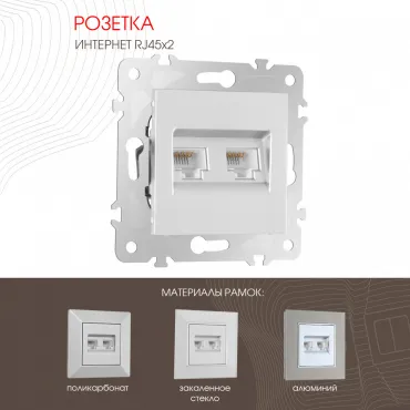 Розетка интернет RJ45 х 2 203.45-2.silver Розетка интернет RJ45 х 2 203.45-2.silver