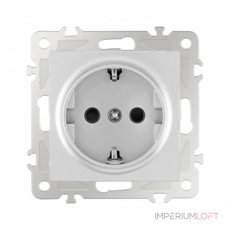 Розетка с заземлением и шторками, 16A 250V 206.40-1.silver