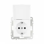 Розетка с заземлением, шторками и защитной крышкой, 16A 250V 206.41-1.white