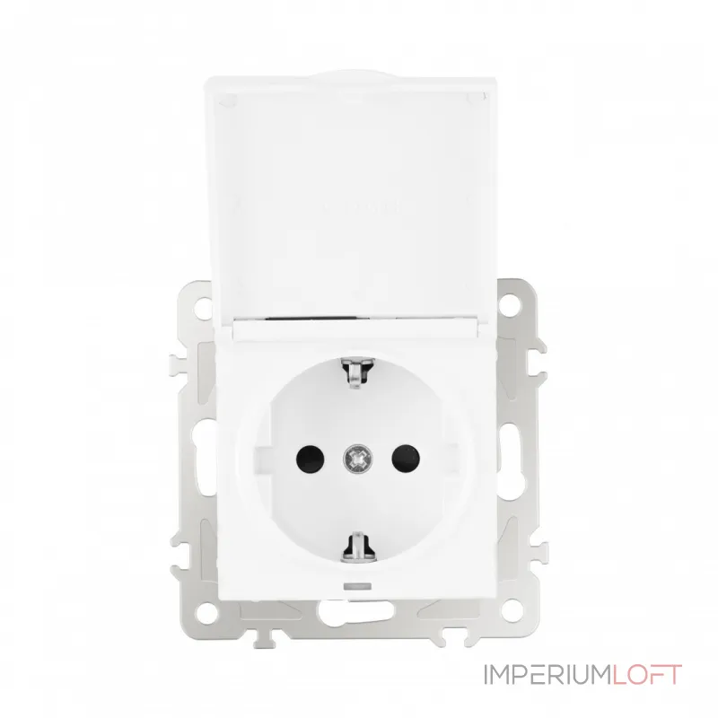 Розетка с заземлением, шторками и защитной крышкой, 16A 250V 206.41-1.white