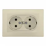 Розетка двойная с заземлением и шторками Arte Milano SET06-double-40-2 shampan