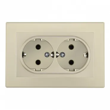 Розетка двойная с заземлением и шторками Arte Milano SET06-double-40-2 shampan