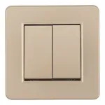 Выключатель двухклавишный с рамкой Arte Milano SET16-1-30-2 shampan