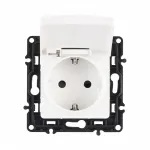 Розетка с заземлением, шторками и защитной крышкой, 16A 250V 217.41-1.white