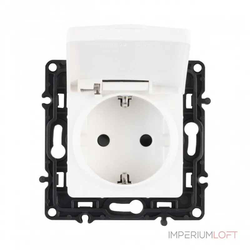 Розетка с заземлением, шторками и защитной крышкой, 16A 250V 217.41-1.white