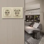 Розетка двойная (двухпостовая) c заземление и шторками + 2USB Arte Milano SET06-2-47-1-40-1 shampan