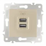 Розетка USB 2.1А+1А 203.46-1.shampan