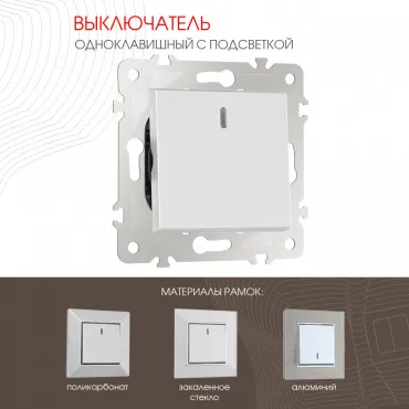 Выключатель одноклавишный с подсветкой, 10AX 250V 203.31-1.silver Выключатель одноклавишный с подсветкой, 10AX 250V 203.31-1.silver