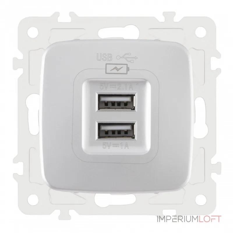 Розетка USB 2.1А+1А 205.46-1.silver от ImperiumLoft