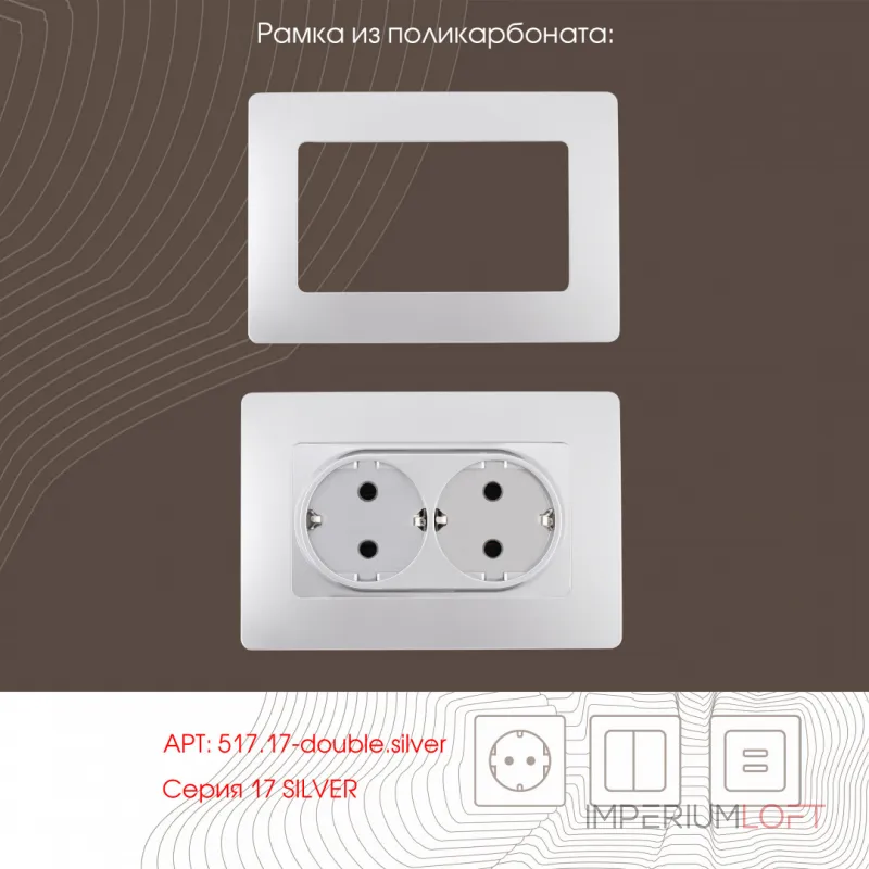 Розетка двойная с заземлением, 16A 250V 217.40-2.silver