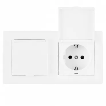 Розетка двойная (двухпостовая) с заземлением Arte Milano SET06-2-41-1x2 white