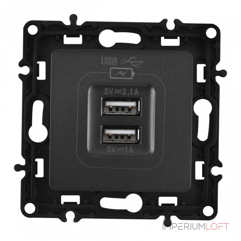 Розетка USB 2.1А+1А 217.46-1.black