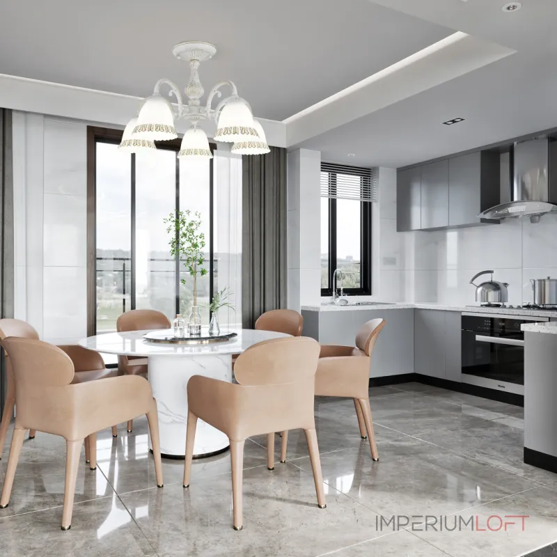 Потолочная люстра Arte Milano AM347410 347410/5 WT+G Потолочная люстра Arte Milano AM347410 347410/5 WT+G