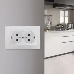 Розетка двойная с заземлением и шторками Arte Milano SET06-double-40-2 silver