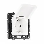 Розетка с заземлением, шторками и защитной крышкой, 16A 250V 217.41-1.white