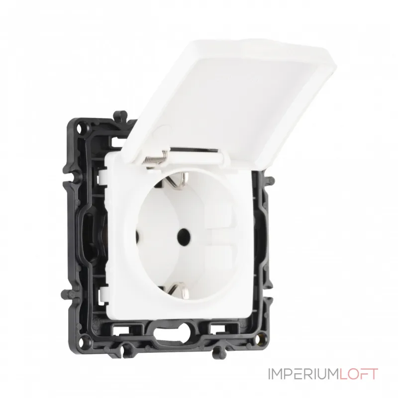 Розетка с заземлением, шторками и защитной крышкой, 16A 250V 217.41-1.white