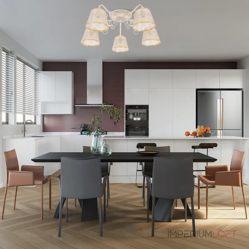 Потолочная люстра Arte Milano AM341120 341120/5 WT+G Потолочная люстра Arte Milano AM341120 341120/5 WT+G