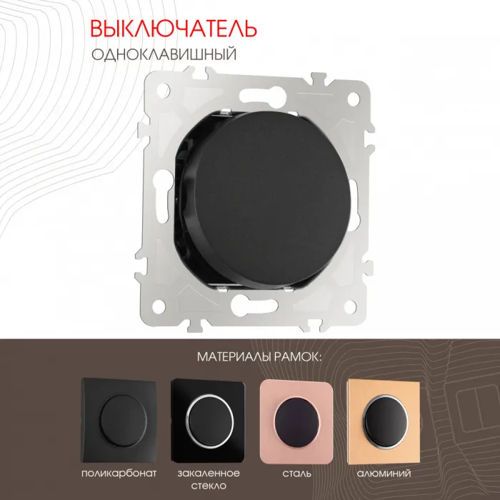 Выключатель одноклавишный, 10AX 250V 202.30-1.black от ImperiumLoft