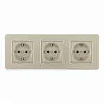 Розетка тройная (трехпостовая) с заземлением и шторками Arte Milano SET16-3-40-1x3 shampan