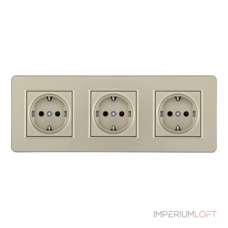 Розетка тройная (трехпостовая) с заземлением и шторками Arte Milano SET16-3-40-1x3 shampan