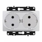 Розетка двойная с заземлением, 16A 250V 217.40-2.silver