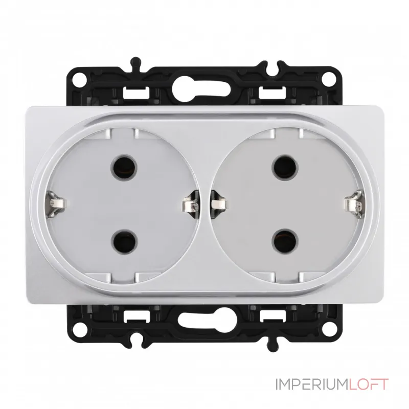 Розетка двойная с заземлением, 16A 250V 217.40-2.silver