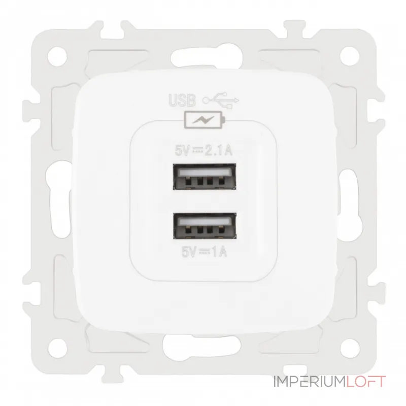 Розетка USB 2.1А+1А 205.46-1.white