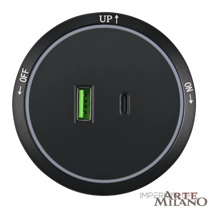 Трековая розетка, 2.1A 18W 250V 380066TS LED/USB-Type-C Black от ImperiumLoft