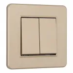 Выключатель двухклавишный с рамкой Arte Milano SET16-1-30-2 shampan