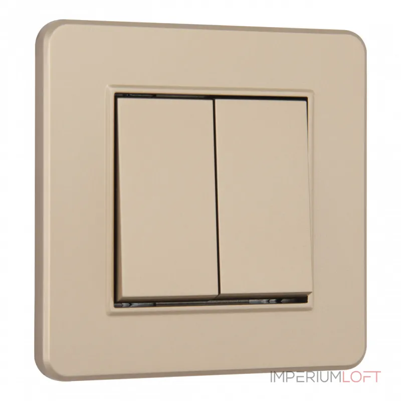 Выключатель двухклавишный с рамкой Arte Milano SET16-1-30-2 shampan Выключатель двухклавишный с рамкой Arte Milano SET16-1-30-2 shampan
