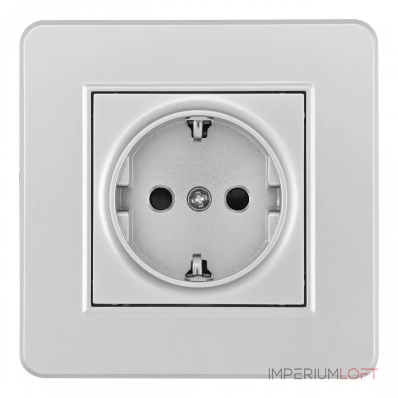 Комплект розетки с заземлением, шторками, рамкой однопостовой Arte Milano SET16-1-40-1 silver от ImperiumLoft