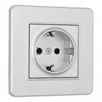 Комплект розетки с заземлением, шторками, рамкой однопостовой Arte Milano SET16-1-40-1 silver от ImperiumLoft