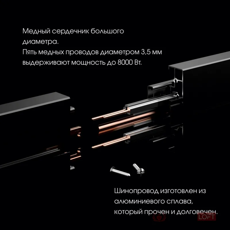Накладной шинопровод с выключателем, 25A 250V 385205TOB/50 Grey от ImperiumLoft