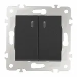 Выключатель двухклавишный с подсветкой, 10AX 250V 203.31-2.black от ImperiumLoft