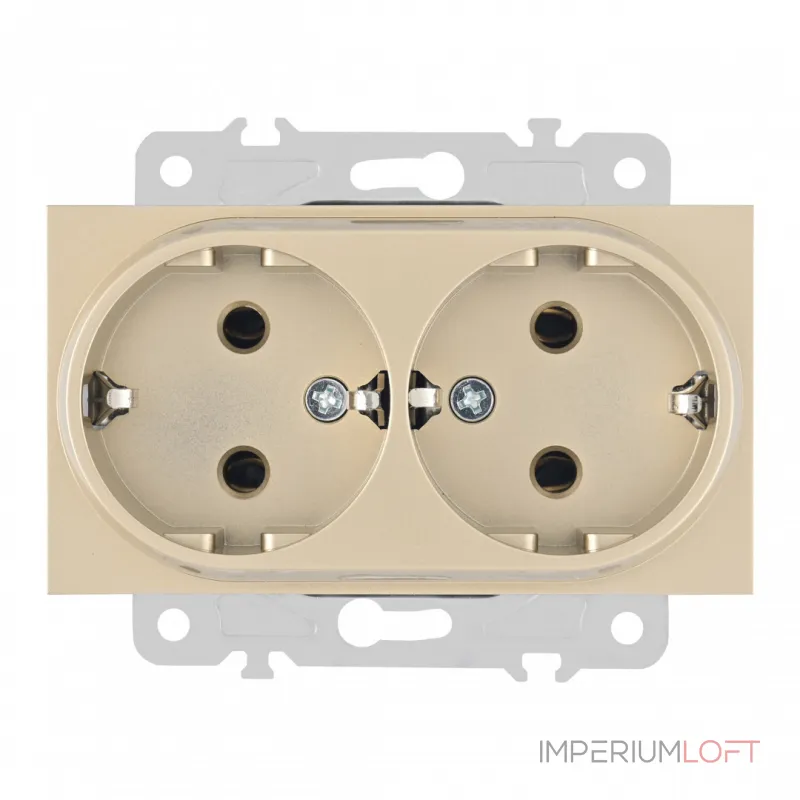 Розетка двойная с заземлением, 16A 250V 203.40-2.shampan