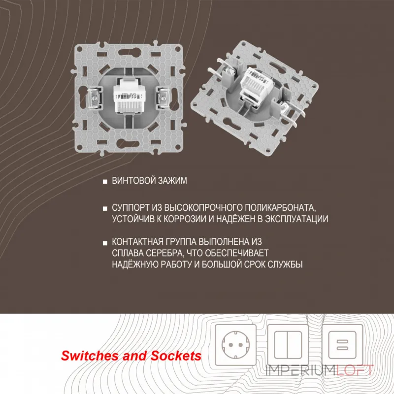 Розетка интернет, RJ45 217.45-1.silver Розетка интернет, RJ45 217.45-1.silver