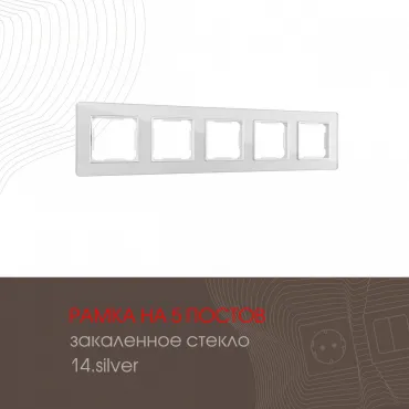 Рамка из закаленного стекла на 5 постов 503.14-5.silver