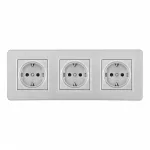 Розетка тройная (трехпостовая) с заземлением и шторками Arte Milano SET16-3-40-1x3 silver от ImperiumLoft