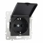 Розетка с заземлением, шторками и защитной крышкой, 16A 250V 203.41-1.black от ImperiumLoft