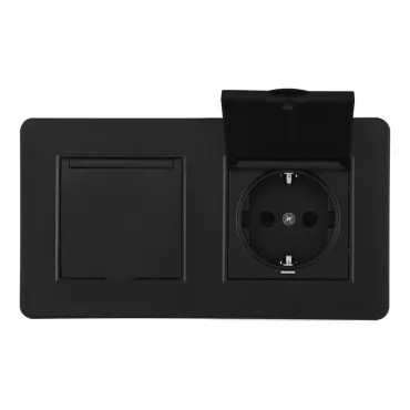 Розетка двойная (двухпостовая) с заземлением Arte Milano SET16-2-41-1x2 black