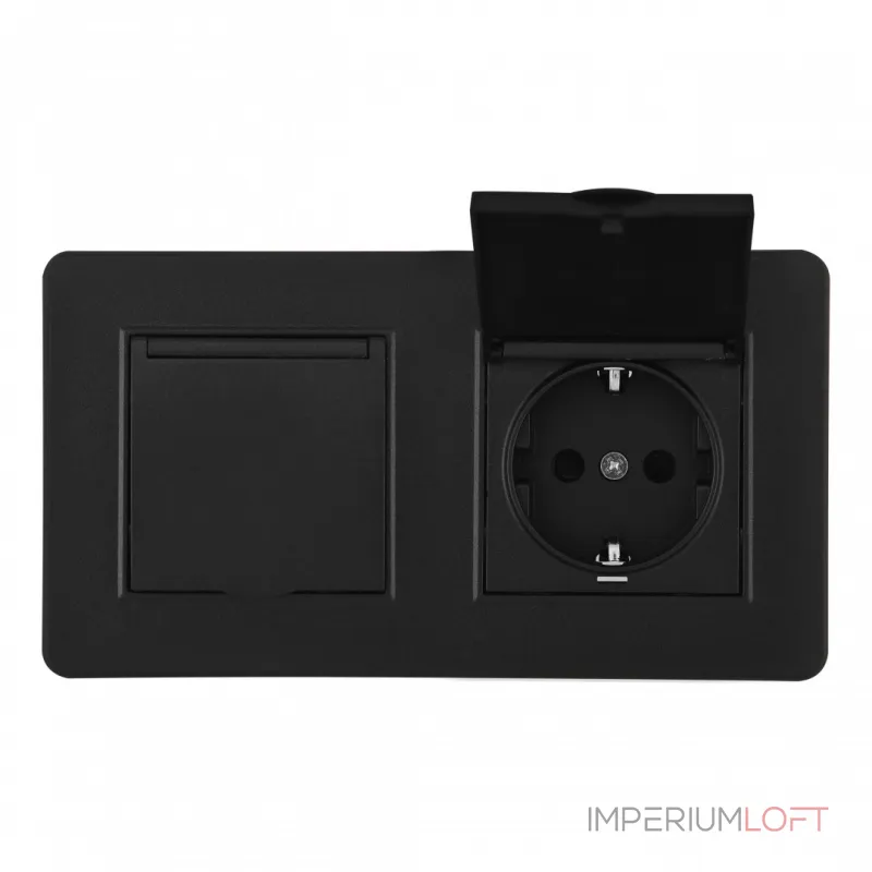 Розетка двойная (двухпостовая) с заземлением Arte Milano SET16-2-41-1x2 black