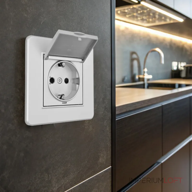 Комплект розетки с заземлением и шторками Arte Milano SET16-1-41-1 silver от ImperiumLoft