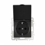 Розетка с заземлением, шторками и защитной крышкой, 16A 250V 206.41-1.black от ImperiumLoft