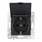 Розетка с заземлением, шторками и защитной крышкой, 16A 250V 203.41-1.black от ImperiumLoft