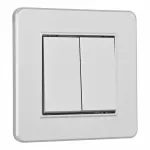 Выключатель двухклавишный с рамкой Arte Milano SET16-1-30-2 silver