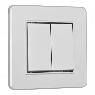 Выключатель двухклавишный с рамкой Arte Milano SET16-1-30-2 silver